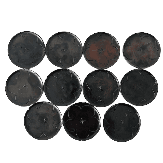 Japans antiek lakdoosje met 12 onderzetters gegraveerd 1920’s - Afbeelding 6