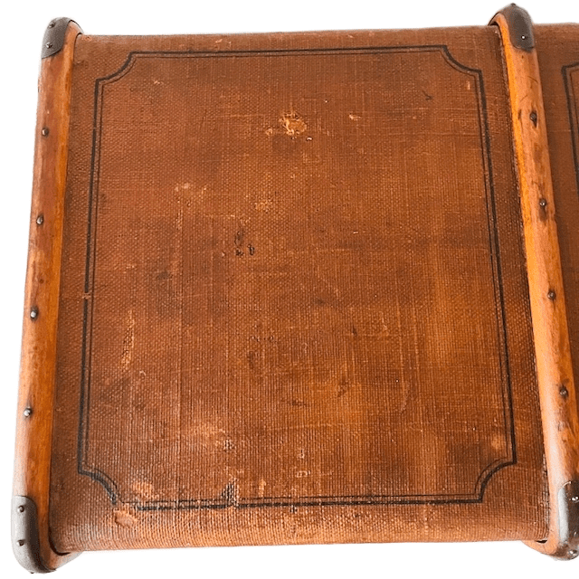 Antieke XL hutkoffer canvas met houten stootbanden 1900’s - Afbeelding 9