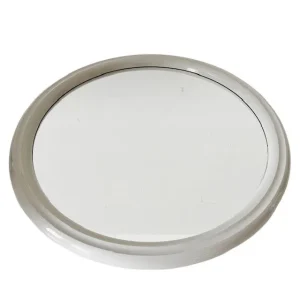 Vintage mid-century retro ronde Space Age wandspiegel grijs kunststof 1970’s