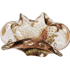 Vintage mid-century Murano glazen schaal roze paars goud Barovier & Toso 1950’s