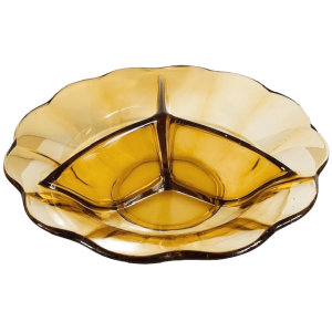Art Deco schaal vakverdeling amber glas 1930’s