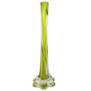 Vintage mid-century gedraaide vaas groen glas met draaistam 1950’s