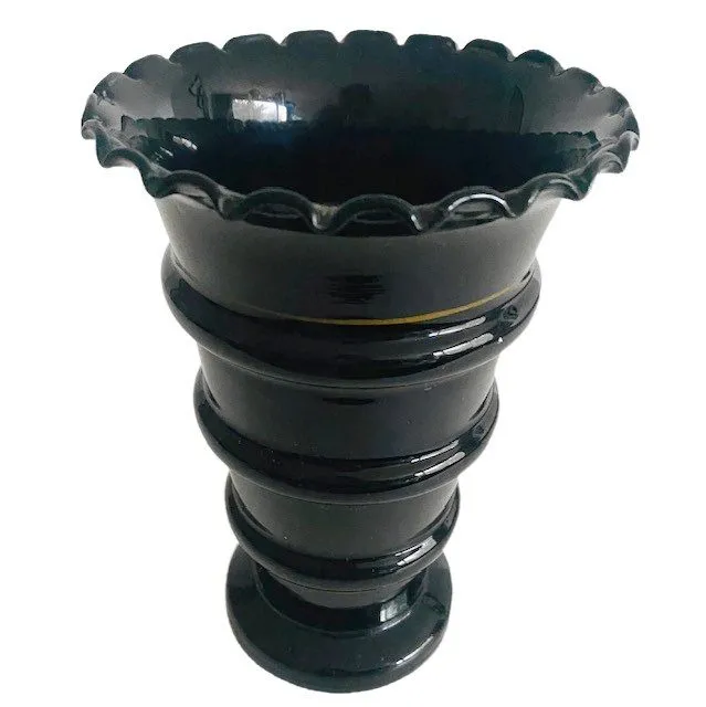 Art Deco Booms vaas zwart met goud 1930’s - Afbeelding 6