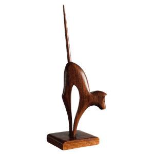 Vintage mid-century houten deens design poes teak kat 1970’s