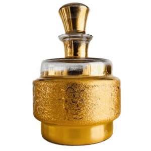 Art deco stijl parfumfles goud glas 1950’s