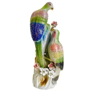 Vintage kleurrijk XL beeld duiven porselein