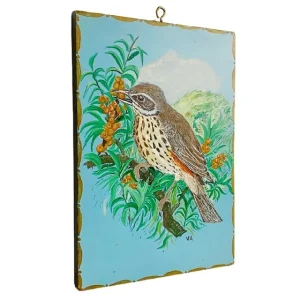 Vintage vogel schilderij mus olieverf