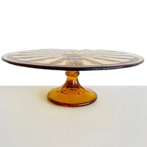 Art Deco Taartplateau Val St. Lambert amber 1930’s