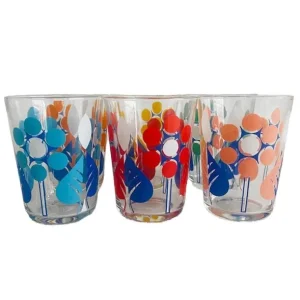 Set Vintage limonade glazen jaren 70 stippen