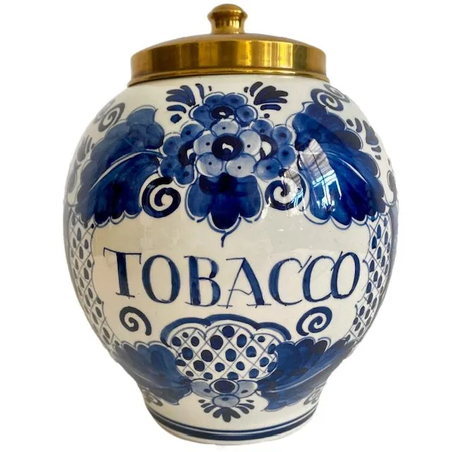 Delftsblauwe Tobacco Pot 1950 Velsen Keramiekfabriek