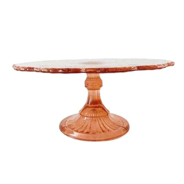 Art Deco Taartplateau Luxval Val St. Lambert roze 1930’s - Afbeelding 5