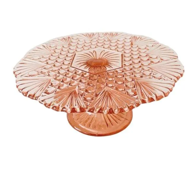 Art Deco Taartplateau Luxval Val St. Lambert roze 1930’s - Afbeelding 4