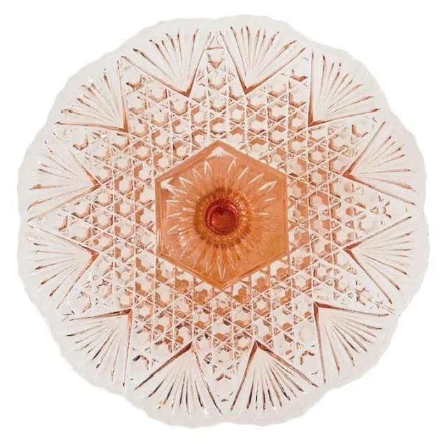 Art Deco Taartplateau Luxval Val St. Lambert roze 1930’s - Afbeelding 3