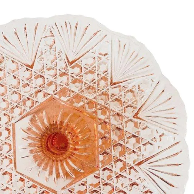 Art Deco Taartplateau Luxval Val St. Lambert roze 1930’s - Afbeelding 6