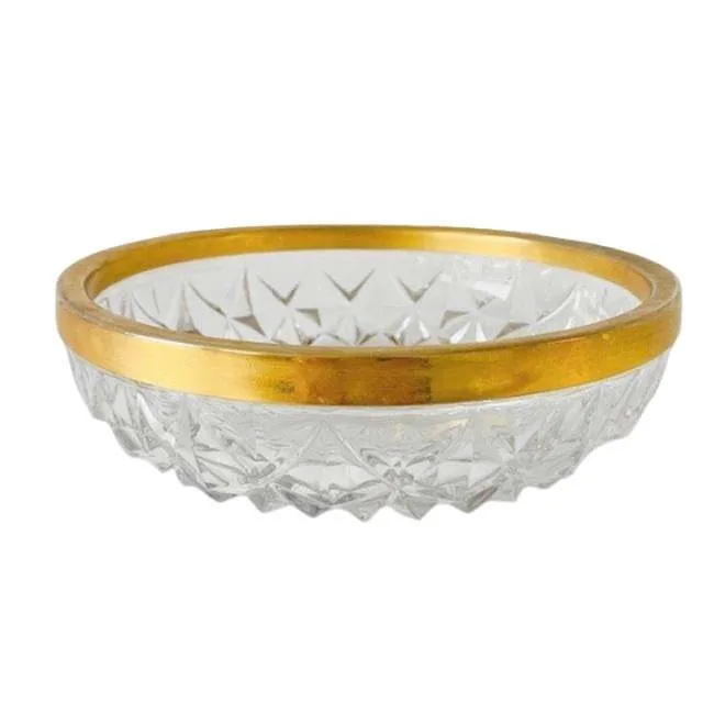 Vintage Val Saint Lambert kristallen bonbonnière schaal gouden rand - Afbeelding 2