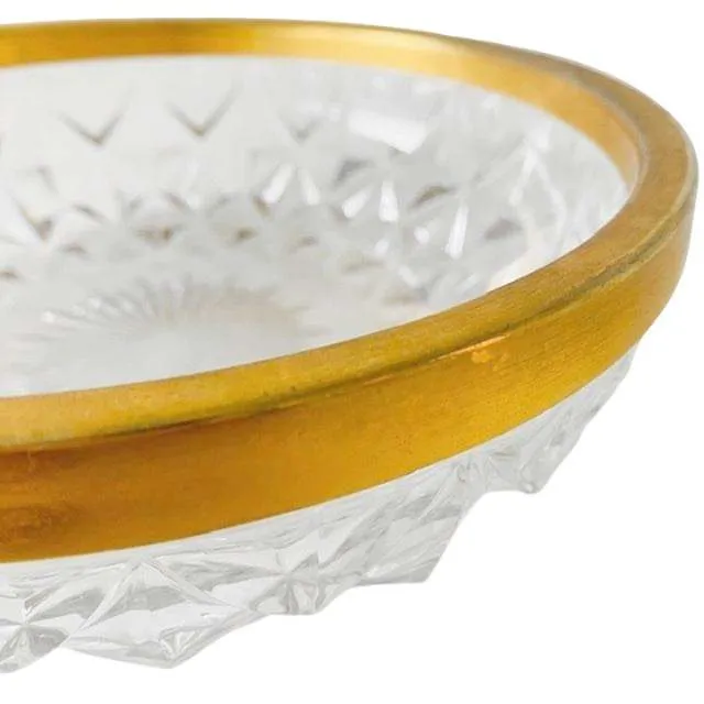 Vintage Val Saint Lambert kristallen bonbonnière schaal gouden rand - Afbeelding 4