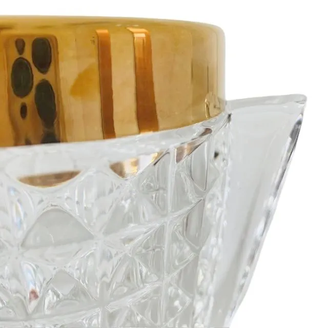 Mid-century IJsemmer zwaar geslepen kristal met handvatten messing 1950’s - Afbeelding 7