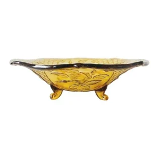 Vintage glazen fruitschaal Rüdesheim amber glas Walther & Sons