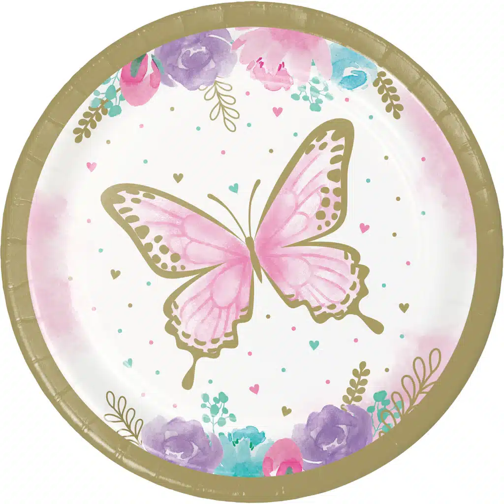 Anniversary House Butterfly Shimmer Papieren Bordjes 8st - Afbeelding 2