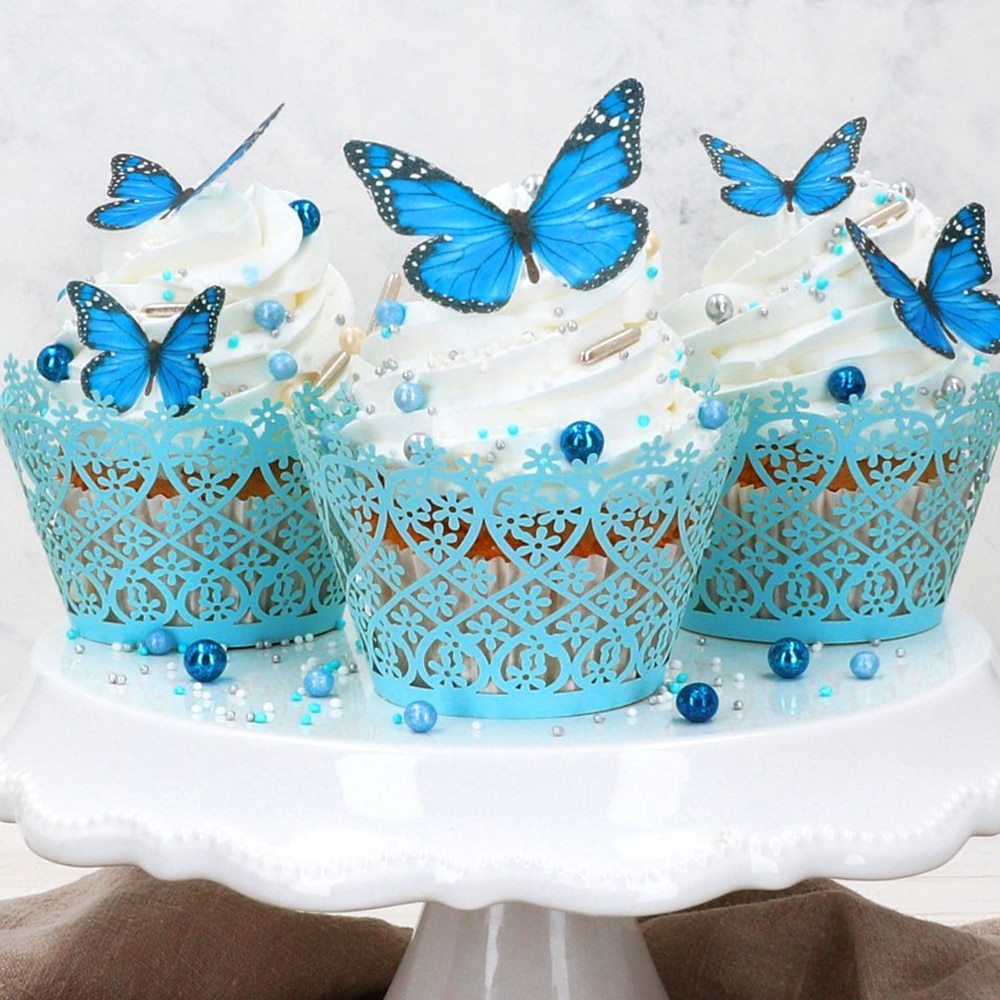 Cake-Masters Wafer Paper Wild Butterflies Blue 29st - Afbeelding 3