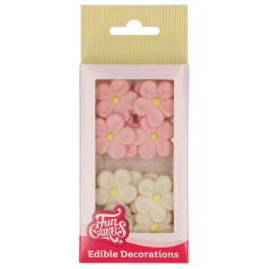 FunCakes Fondant Decoraties Madeliefjes Wit Roze set/12