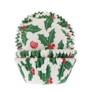 House of Marie Baking Cups Kerst Hulst pk/50