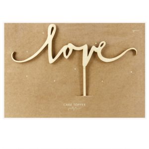 PartyDeco Houten Cake Topper – Love