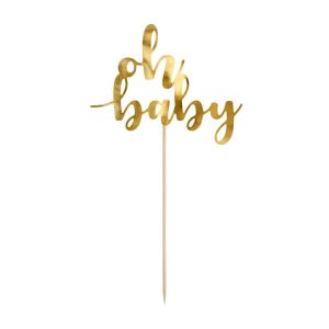 PartyDeco Cake Topper Oh Baby – Goud