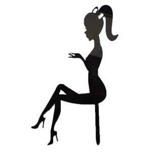 Cake Topper Elegante Dame Zittend – Zwart acryl