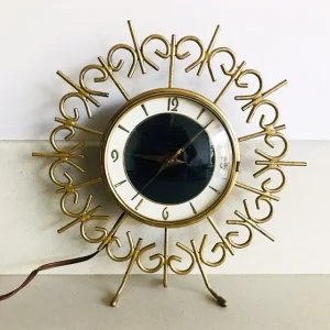 Vintage tafelklok zon goud metaal 1950’s