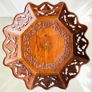 Houtsnijwerk dienblad zeshoekig