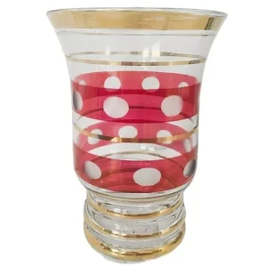 Art deco Booms glas De rupel vaas rood goud 1930’s