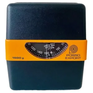 Vintage retro weegschaal Pooso oranje zwart